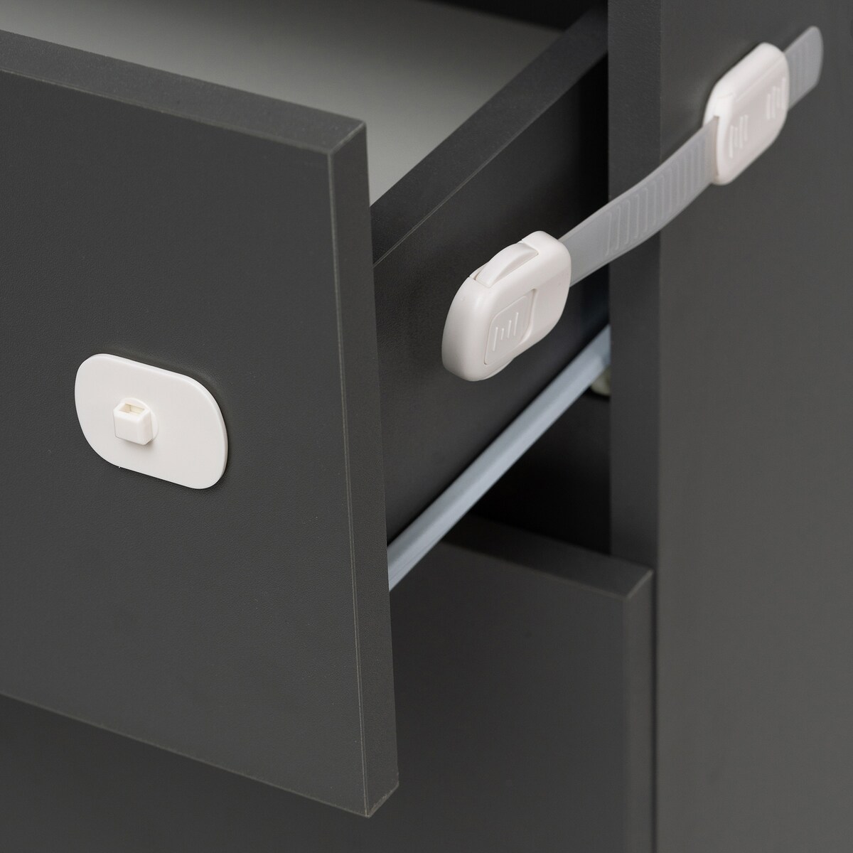 zabezpieczenia szaf i szuflad z podwójnym przyciskiem i regulacją, sipo, zestaw 6 sztuk