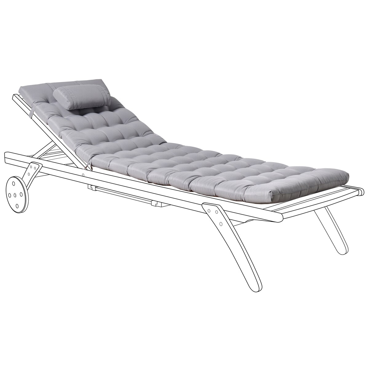 Poduszka na leżak ogrodowy CESANA PREMIUM 192 x 56 cm Jasnoszary