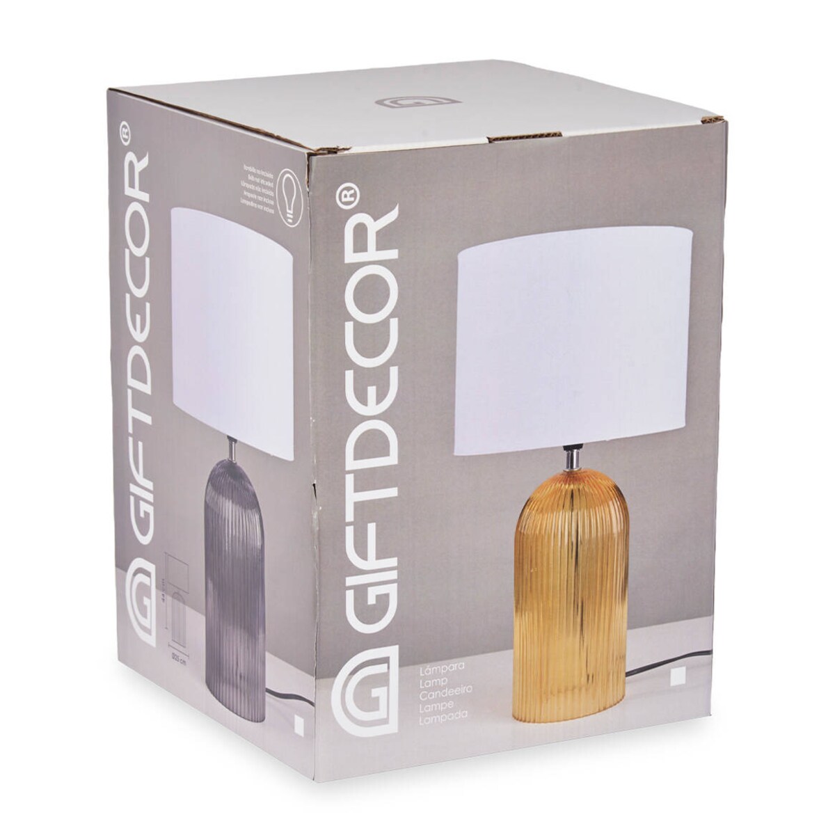 Lampa stołowa szklana podstawa z ryflowanego szkła LINES, Ø 25 cm