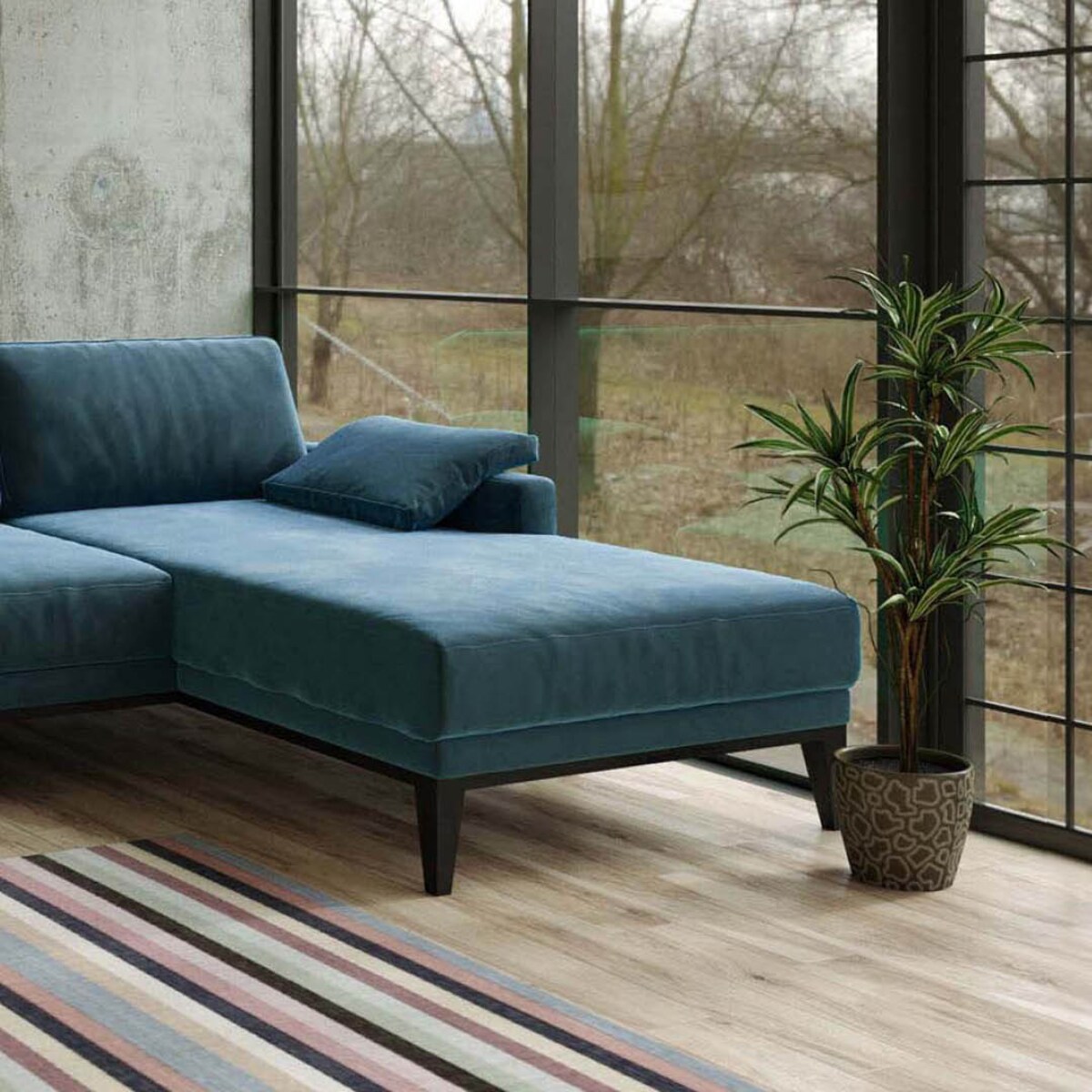 Sofa narożna Musso - ciemnogranatowa