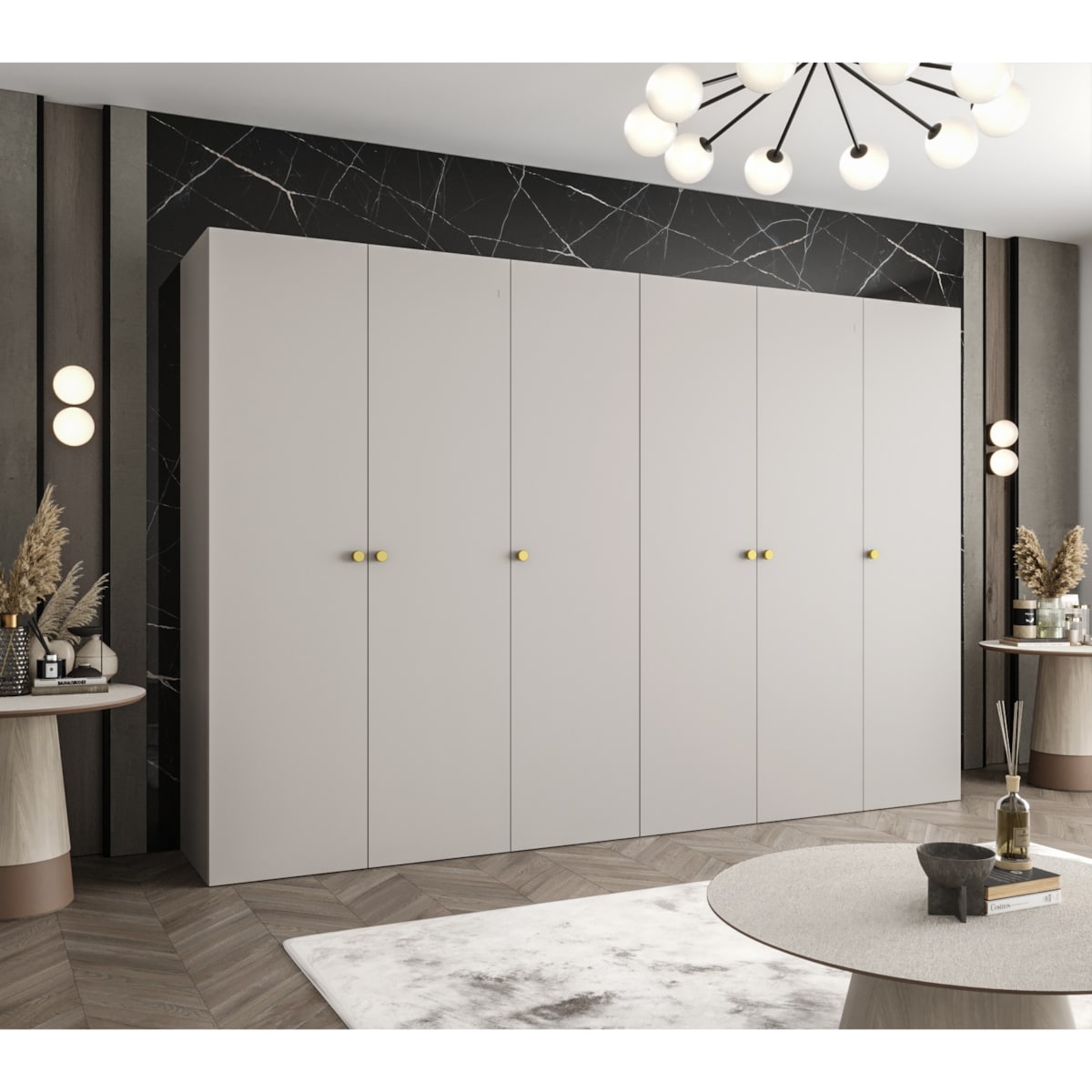 Szafa uchylna otwierana PARMA 1 300 wys. 202 cm Kaszmir + u. Złoty