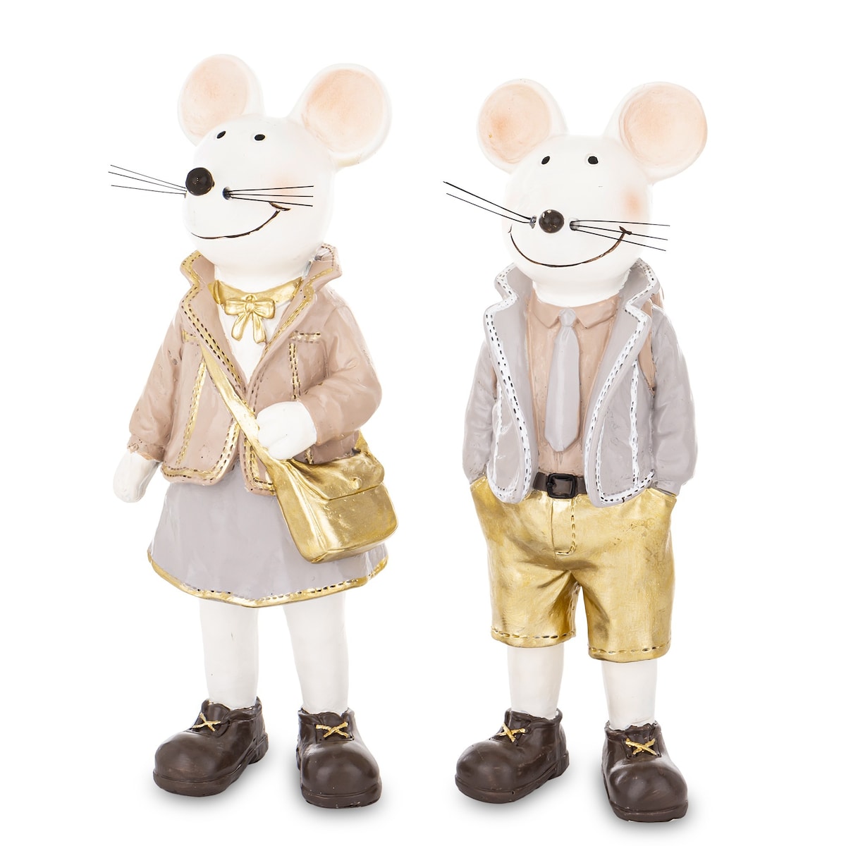 Dekoracja - para uśmiechniętych myszek 21x9x7 i 21x7x7 cm TOPI