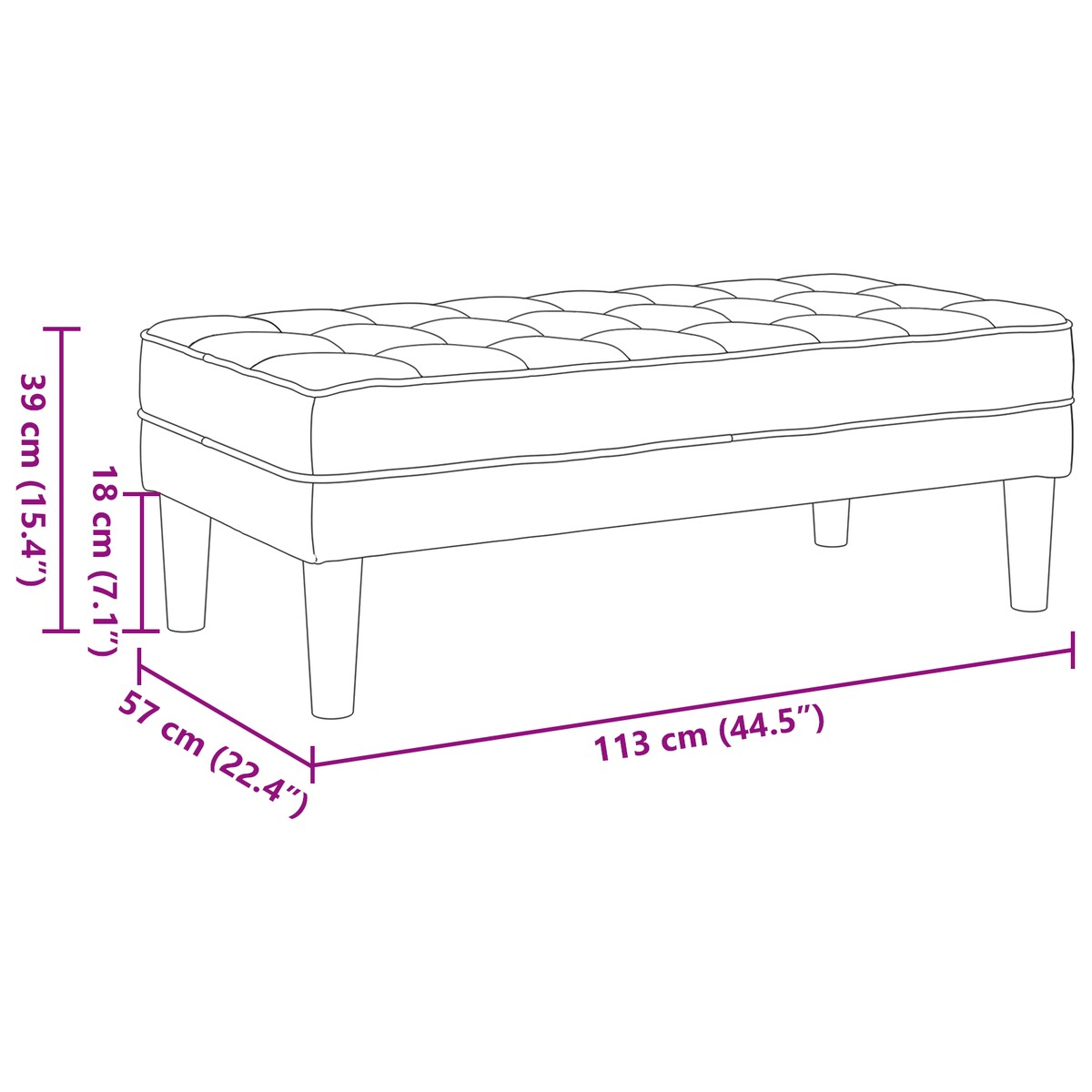 ławka vidaXL w kolorze chmur szary 113x57x39 cm z tkaniny