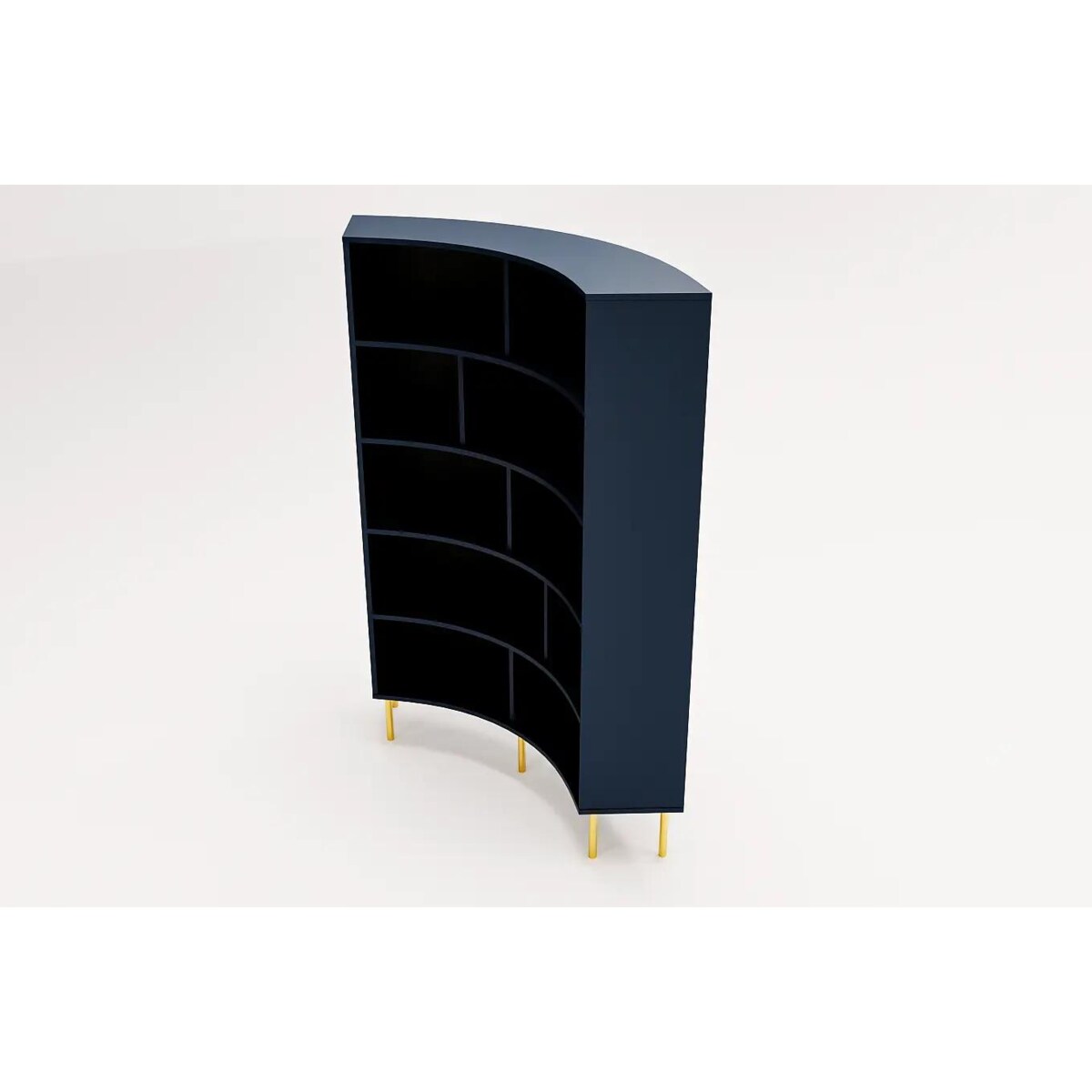 Nowoczesny narożny regał na książki Skandica HORN ze złotymi nogami / granatowy