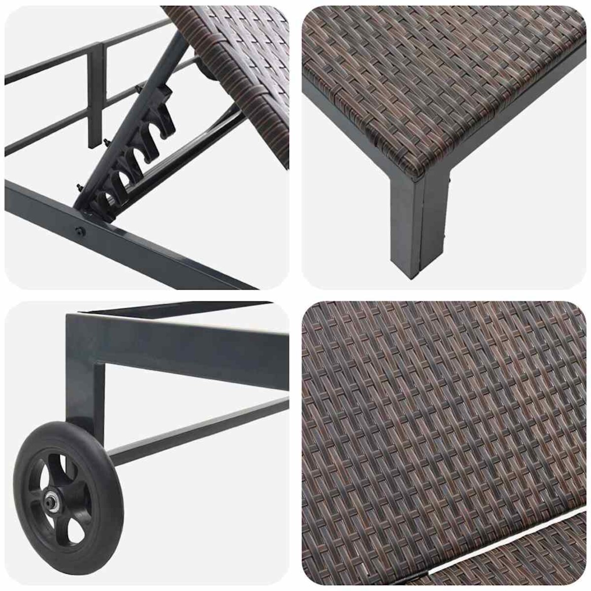 vidaXL Leżak 2-osoba Brązowy 60 x 200 x 27cm polirattan