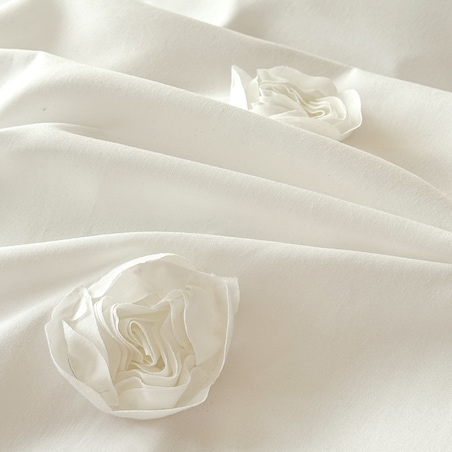 pościel "french roses" z aplikacją 3d róże wyszywane 200x220 | biały