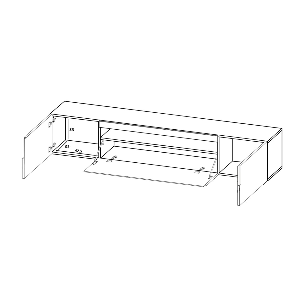 Wisząca Szafka RTV Komoda RTV Loft Industrialna Dąb Artisan Czarny MAT 200 cm