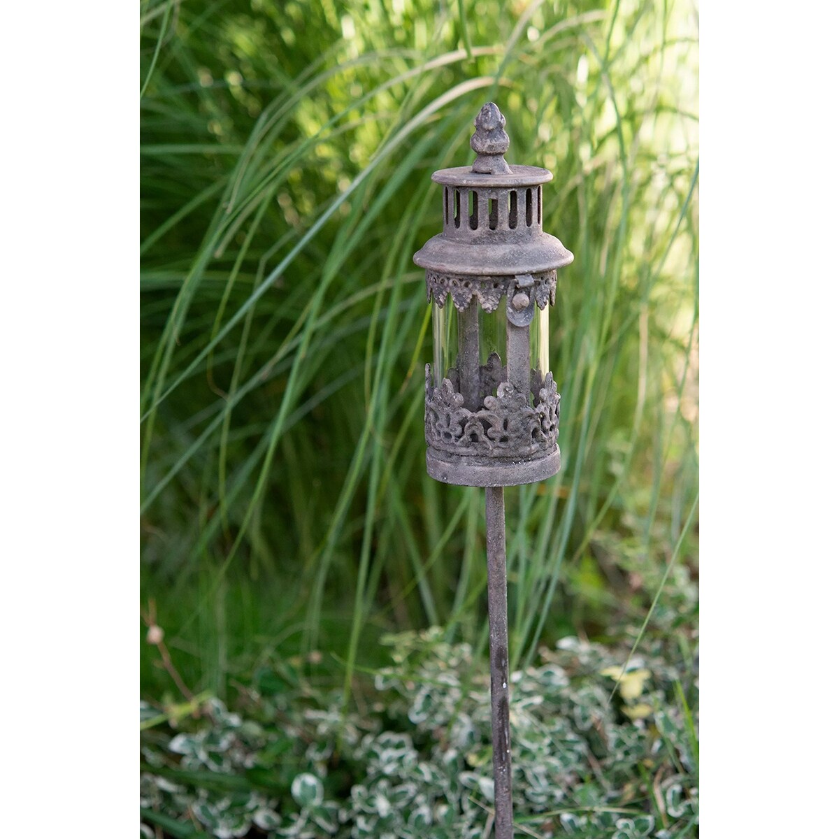 LAMPION LATARNIA do ogrodu na świeczki do wbicia w glebę trawnik metalowy
