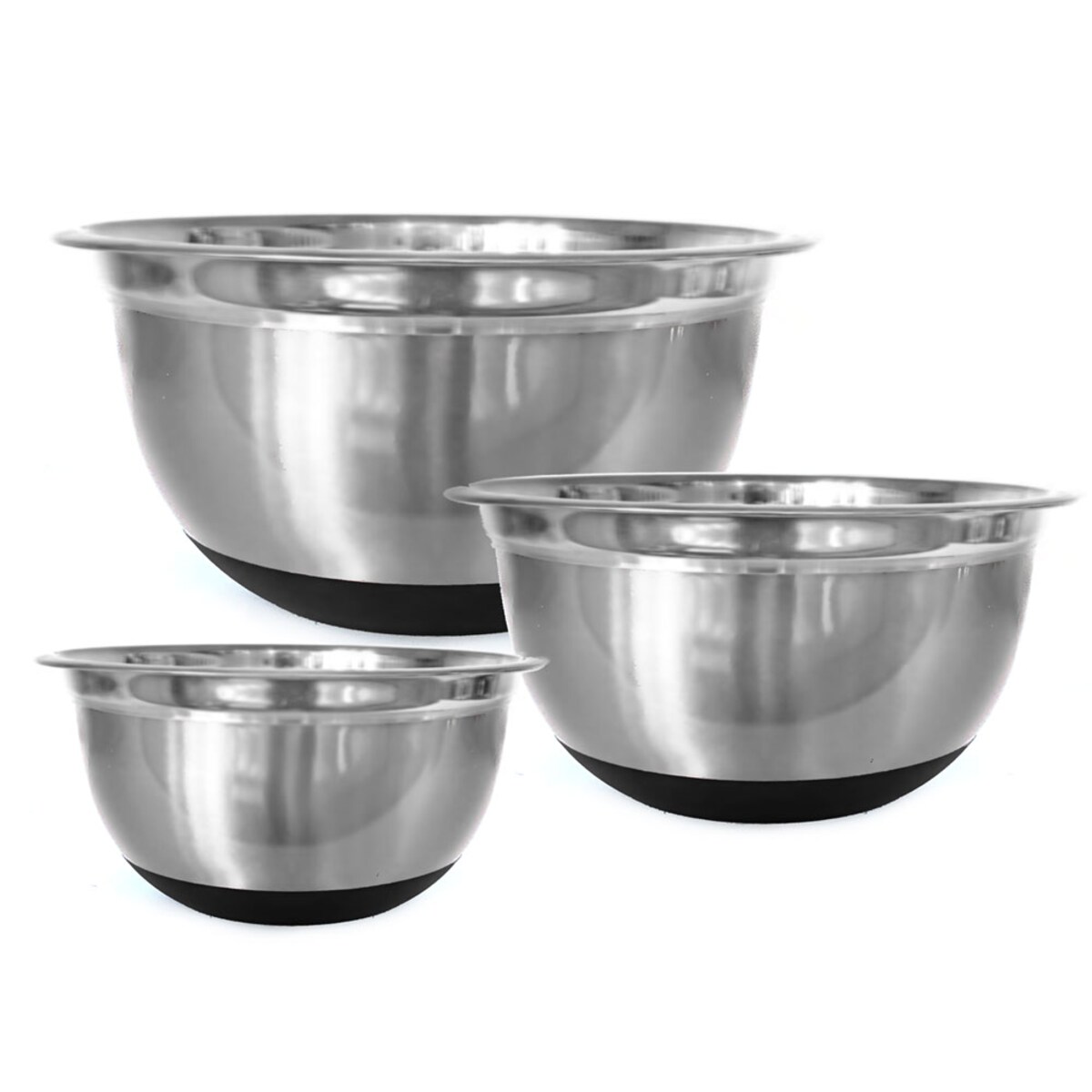 Zestaw 3 misek stalowych z podstawą silikonową miski kuchenne KLAUSBERG