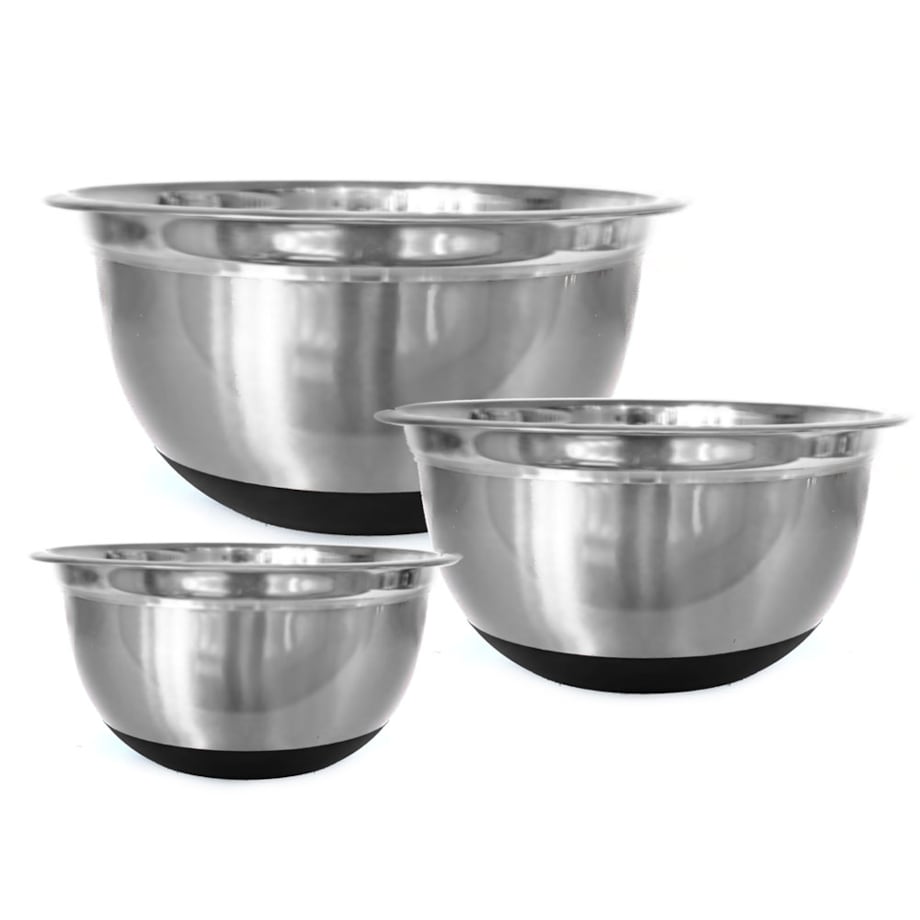 Zestaw 3 misek stalowych z podstawą silikonową miski kuchenne KLAUSBERG