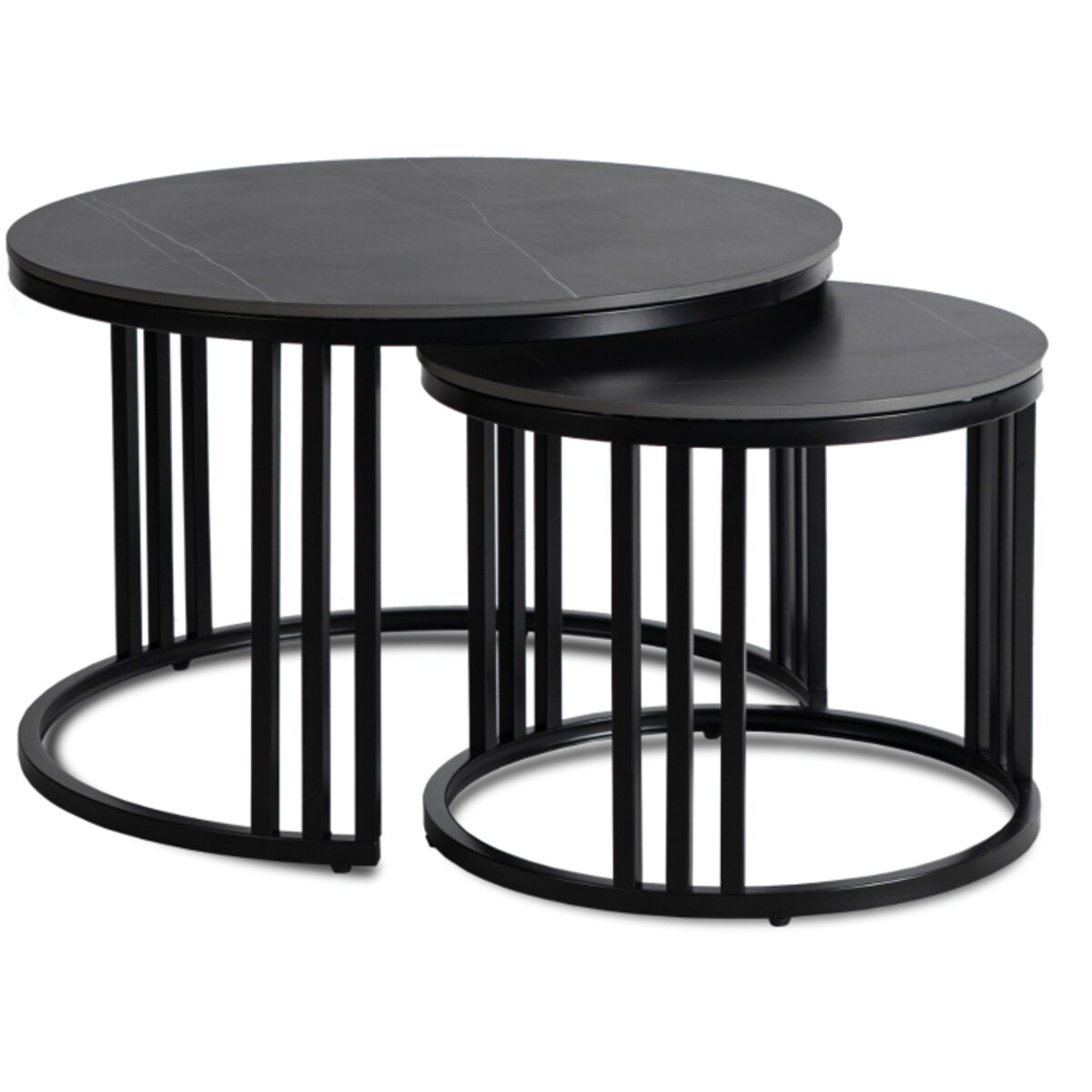 Stolik Kawowy Okrągły Ceramiczny Czarny Marmur Ława Glamour 2w1 JERRY