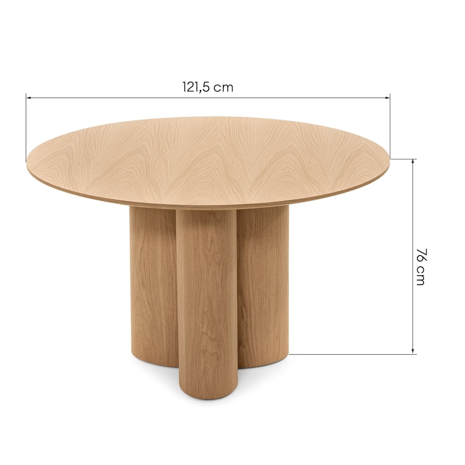 Stół do jadalni, okrągły, fornir dąb naturalny, Althea, 121,5 cm