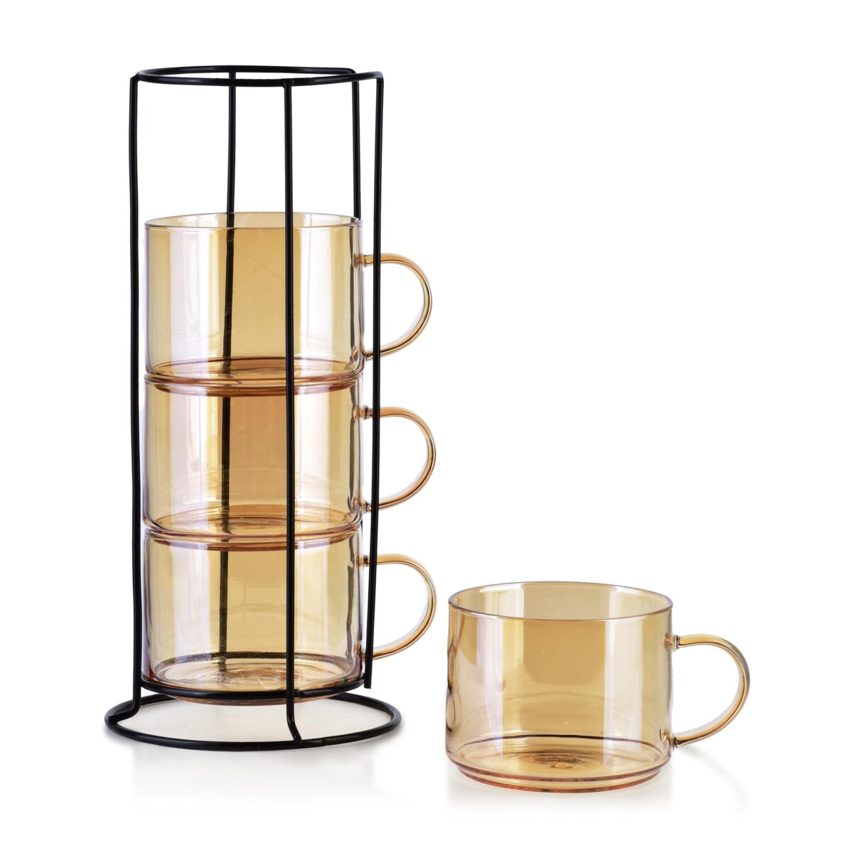 PETER HONEY Komplet 4 filiżanek na stojaku 350ml 12.5x12.5xh27cm