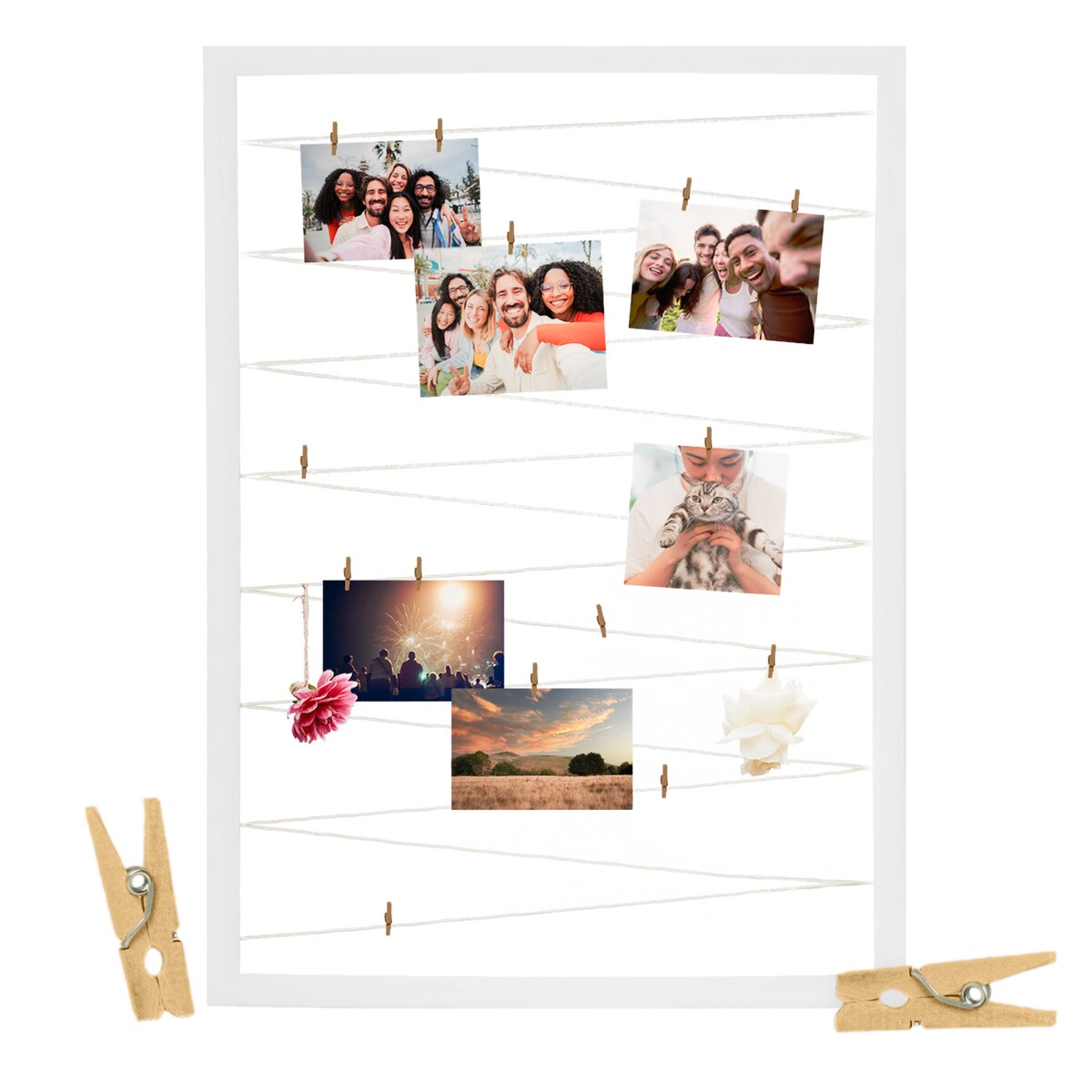 Ramka Na Zdjęcia 50X70 Cm Multiramka Ze Sznurkami Galeria Biała