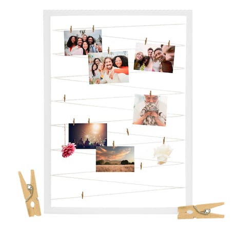 Ramka Na Zdjęcia 50X70 Cm Multiramka Ze Sznurkami Galeria Biała