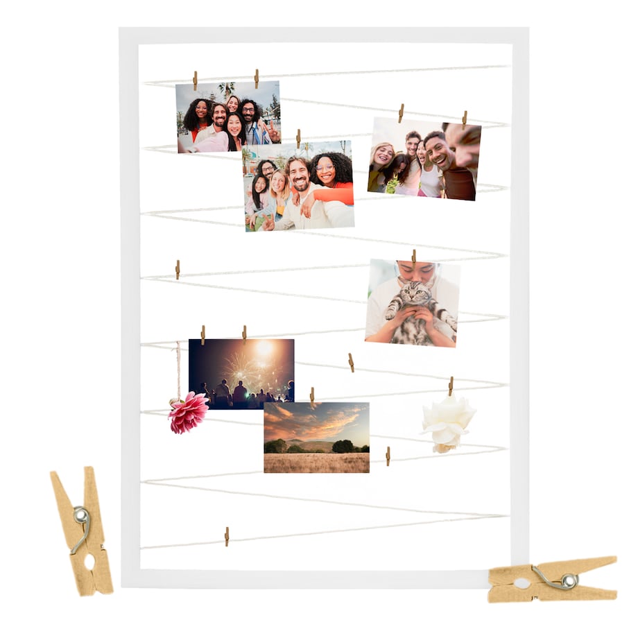 Ramka Na Zdjęcia 50X70 Cm Multiramka Ze Sznurkami Galeria Biała
