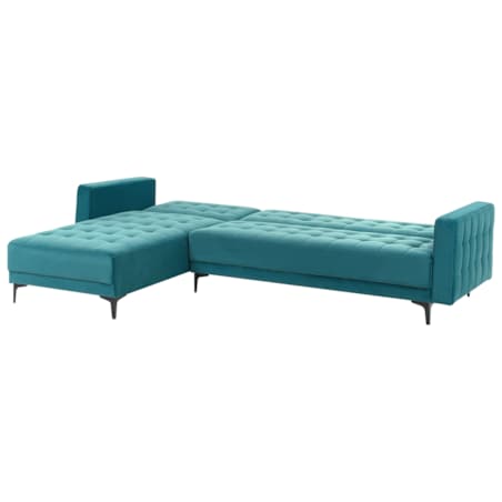 Sofa prawostronna rozkładana welurowa morska ABERDEEN