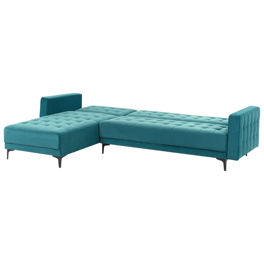 Sofa prawostronna rozkładana welurowa morska ABERDEEN