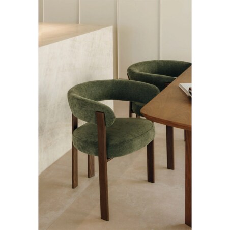 Krzesło z podłokietnikami tapicerowane Jolie, butelkowa zieleń