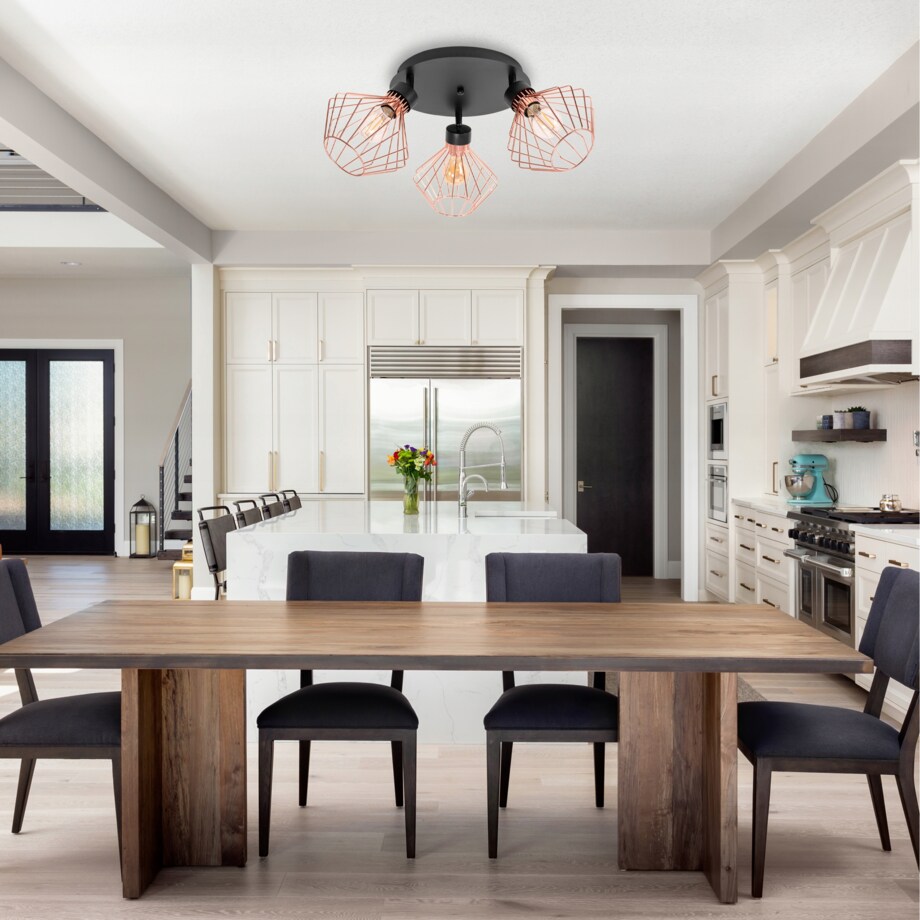 Lampa Potrójna Metalowa Loft Plafon Czarna Rose