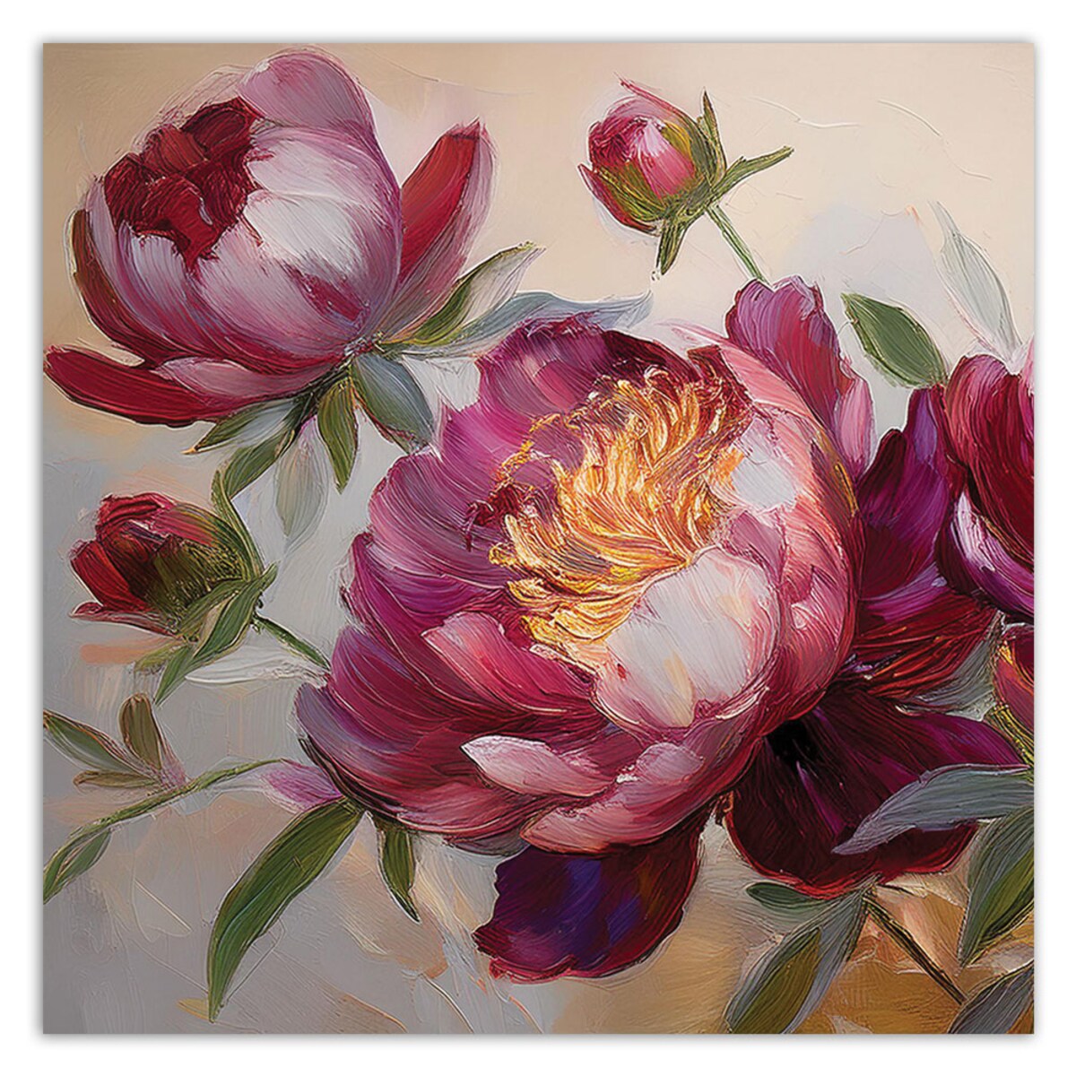 Obrazy nowoczesne do salonu kuchni Piwonie Kwiaty Czerwone Natura 60x60