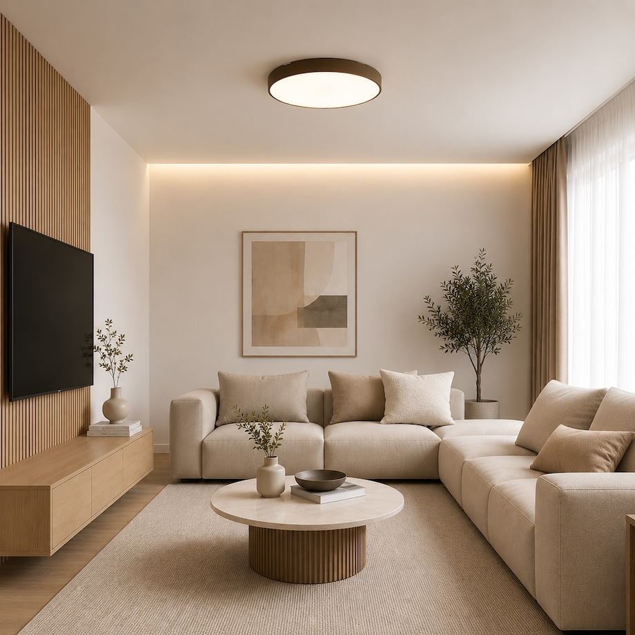 Lampa Sufitowa Łazienkowa Tk Lighting Velis Brązowy Plafon Led 40W Ip54 Zmienna Barwa, Ściemniany