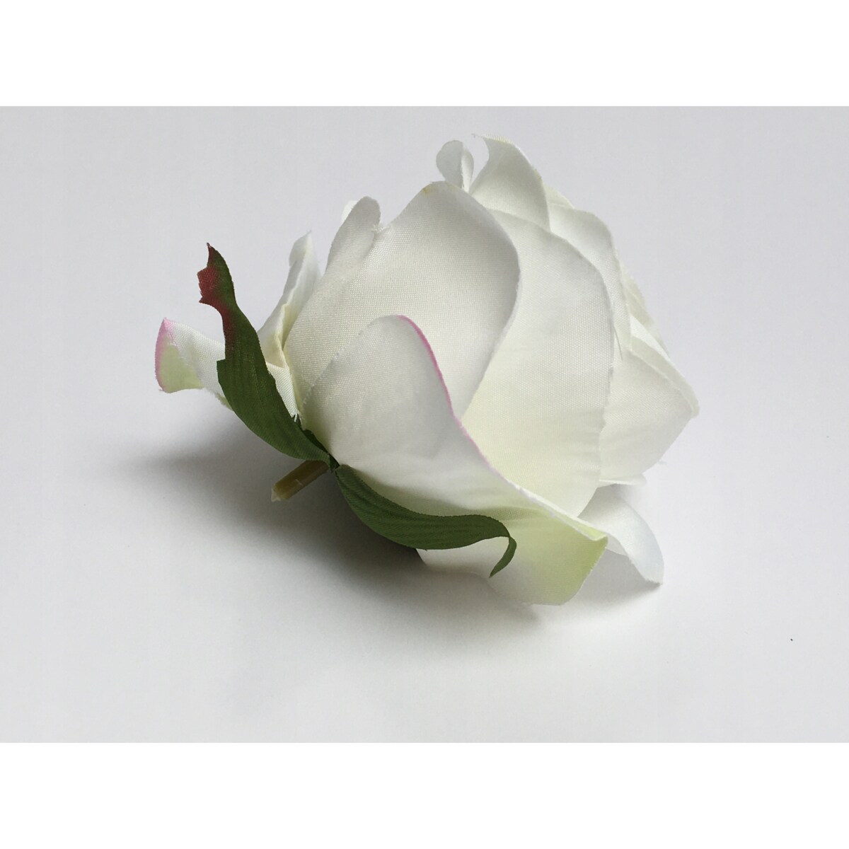 RÓŻA SZTUCZNA główka kwiatowa wyrobowa do STROIKA bukietu dekoracji BIAŁA