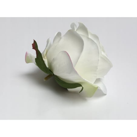 RÓŻA SZTUCZNA główka kwiatowa wyrobowa do STROIKA bukietu dekoracji BIAŁA