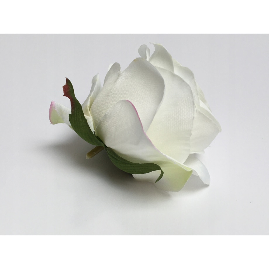 RÓŻA SZTUCZNA główka kwiatowa wyrobowa do STROIKA bukietu dekoracji BIAŁA