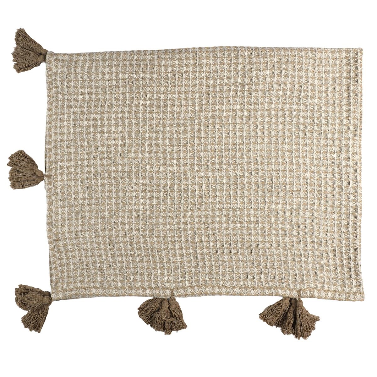 Pled Honeycomb beżowy miękki koc na kanapę lub łóżko do salonu 120x150 cm