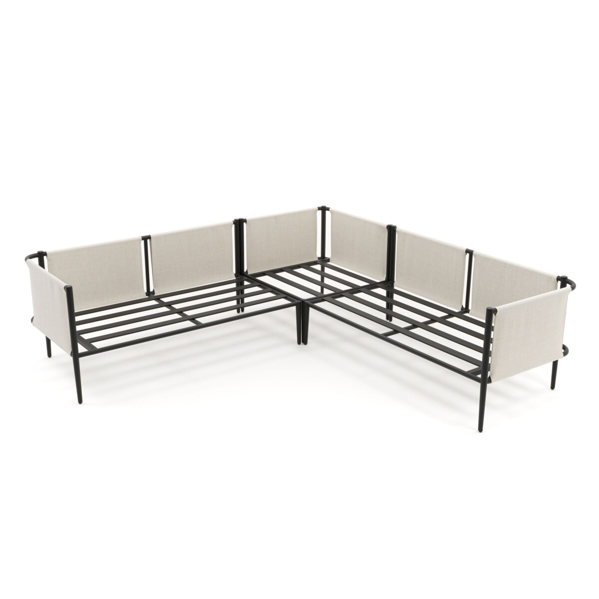 Zestaw mebli ogrodowych aluminiowe nowoczesne narożnik BELIZE beżowo białe