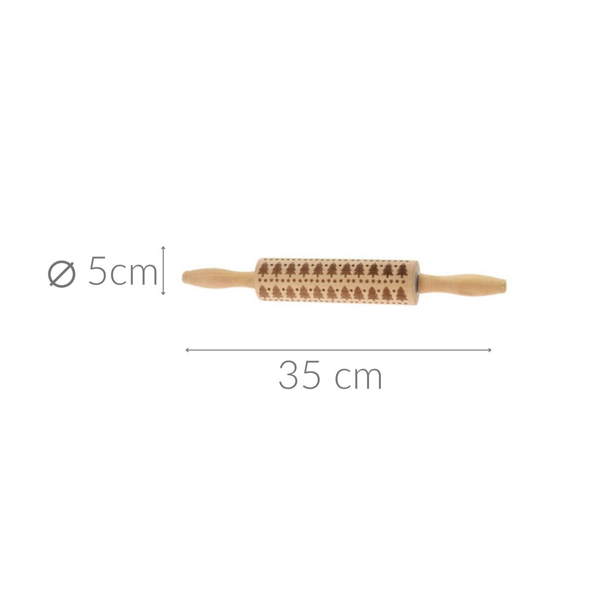 Wałek do ciasta ze wzorkiem, drewniany, Ø 5 cm, kolor brązowy