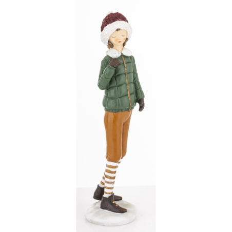 Figurka - Zimowa dziewczynka 26x7x7 cm TOSIA w brązowych spodniach