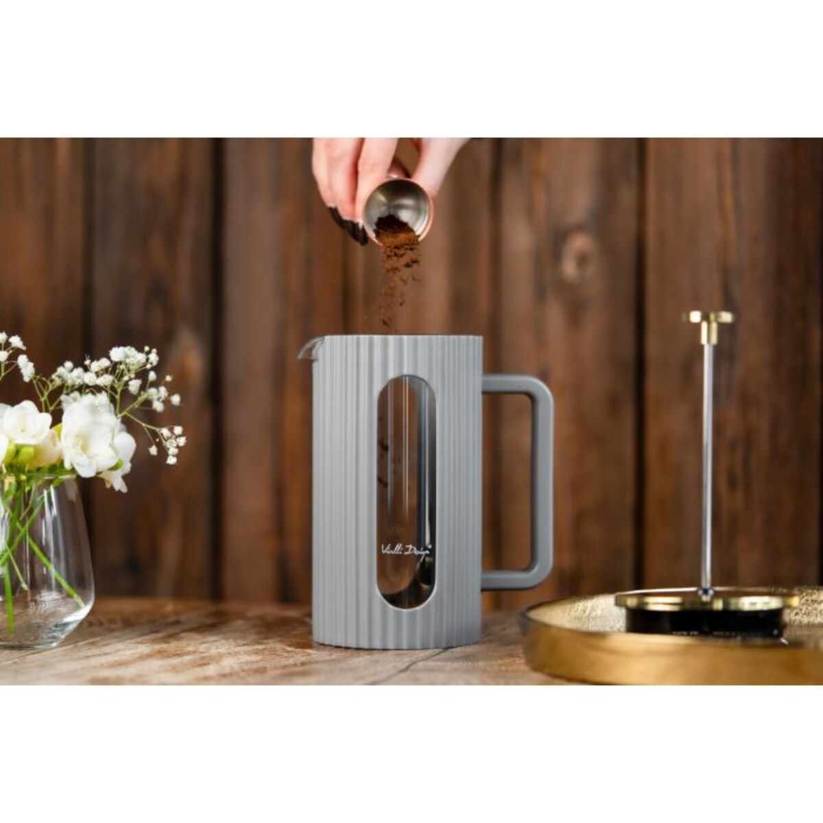 Zaparzacz do kawy i herbaty 1000 ml Livio szary 1067