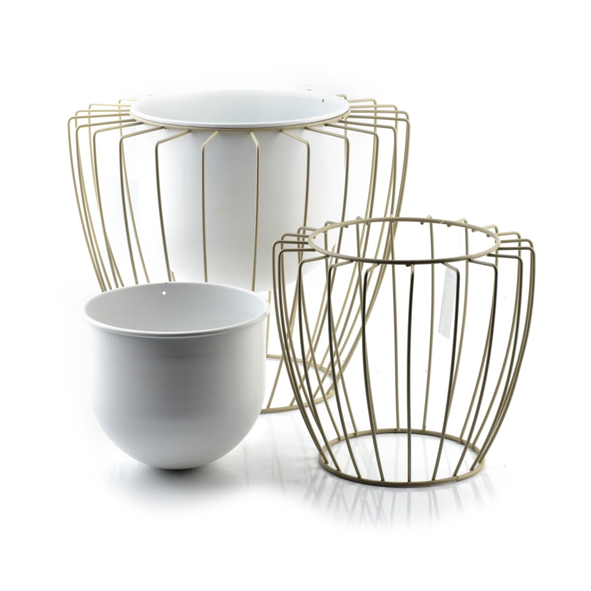 SWEN BEIGE Komplet 2 Donic na stojaku 23xh20cm/18xh16cm