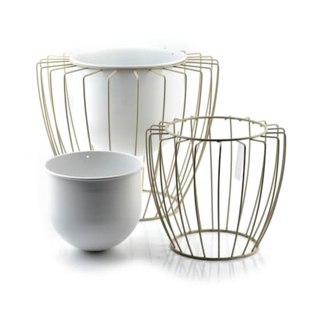 SWEN BEIGE Komplet 2 Donic na stojaku 23xh20cm/18xh16cm