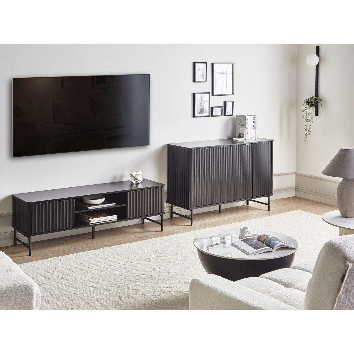 Komoda czterodrzwiowa GLASTONBURY 80 cm Czarny