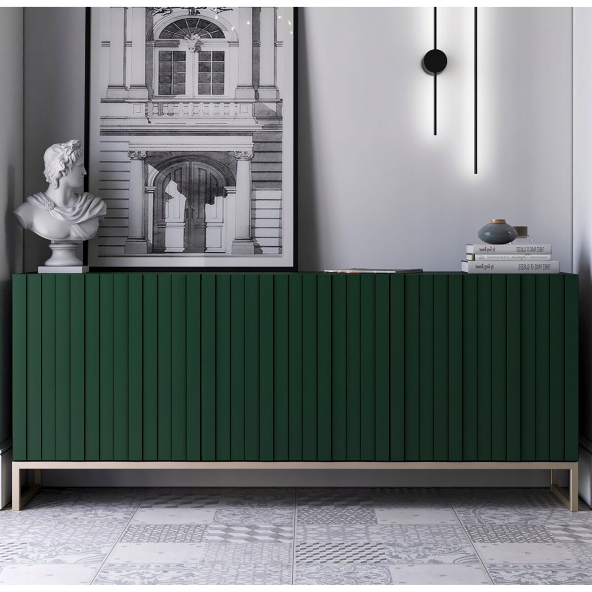Komoda Glamour szafka RTV Glamour Butelkowa Zieleń 168 cm