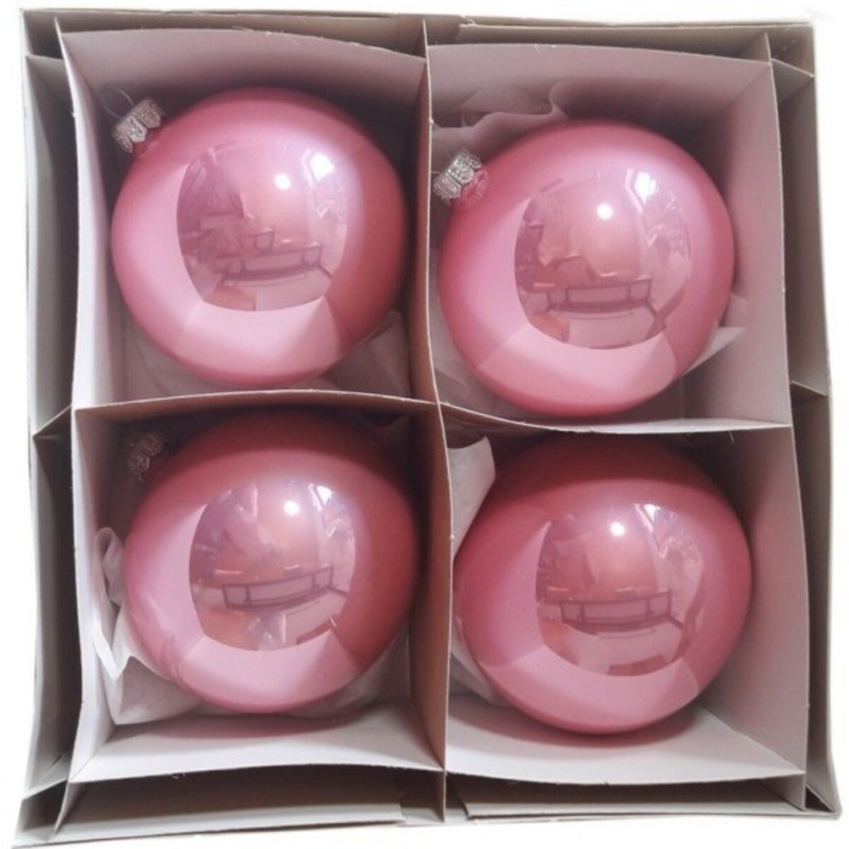 Bombka szklana 4 szt. OPALINA Ø 100 mm różowe
