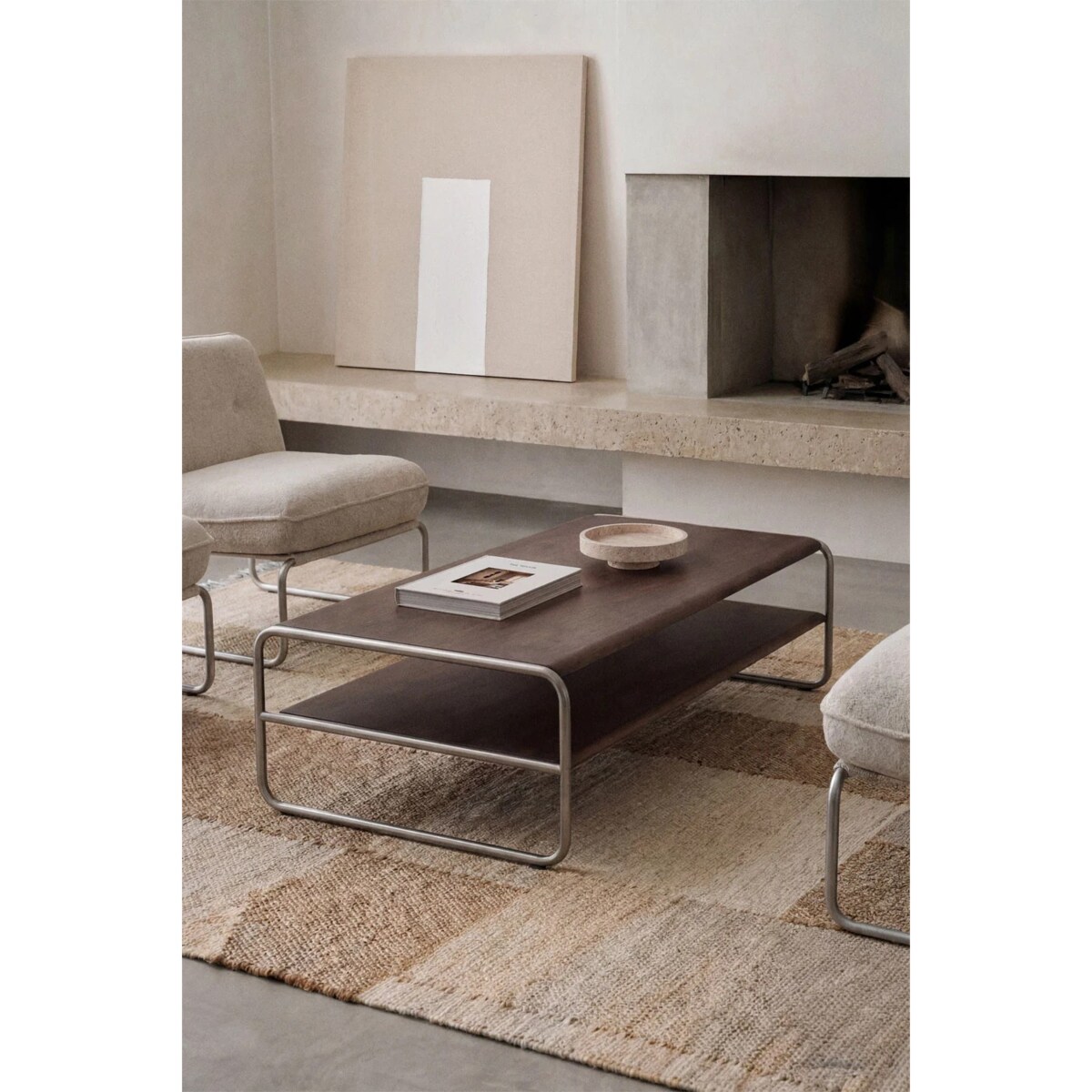 Stolik kawowy z drewna akacjowego i stali nierdzewnej 110x60 cm, Altrex
