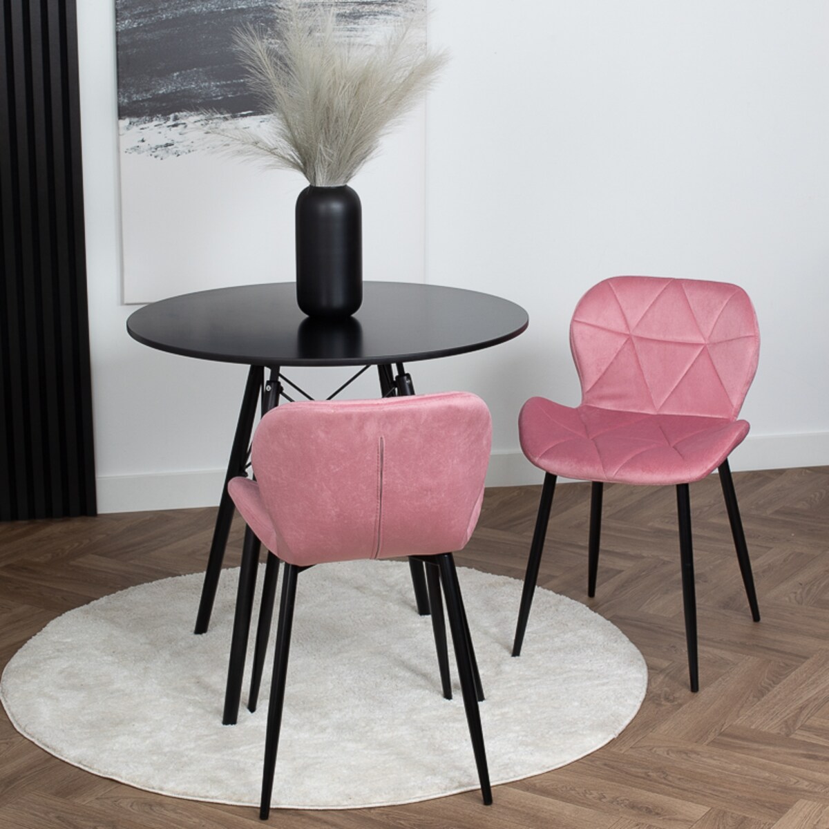 Krzesło tapicerowane welurowe pikowane różowe do salonu jadalni