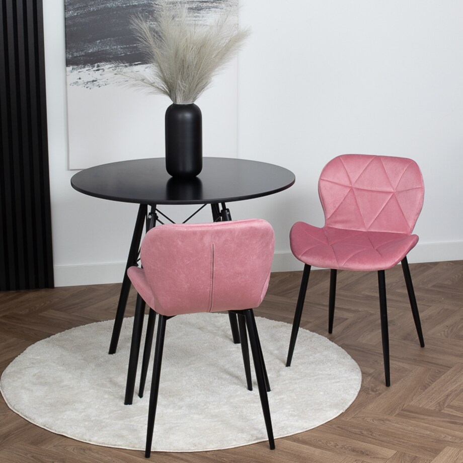 Krzesło tapicerowane welurowe pikowane różowe do salonu jadalni