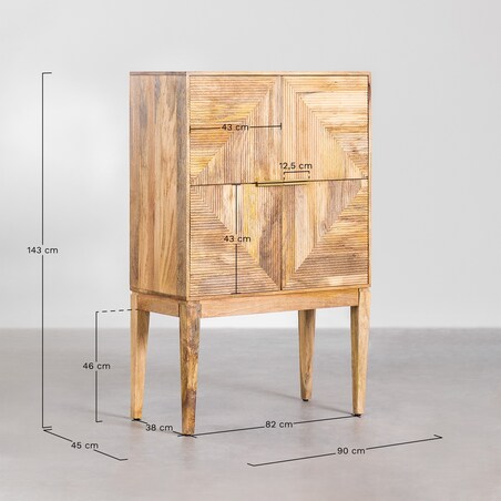 Wysoki kredens z drewna mango Baty Design