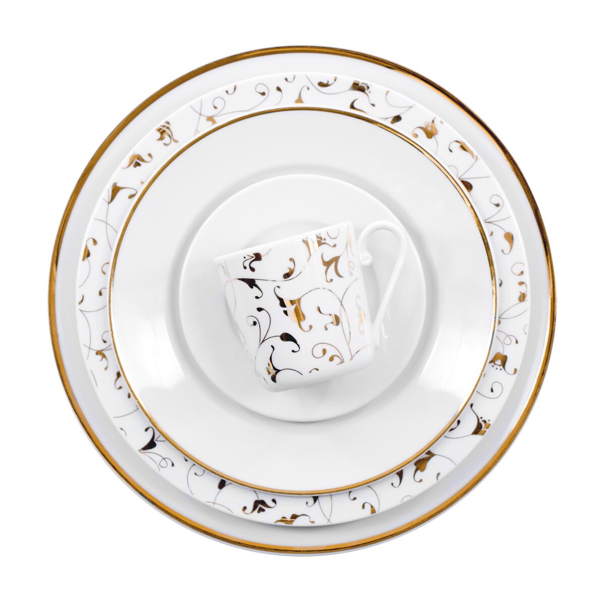 Zestaw obiadowo-kawowy dla 6 osób 30 el. Cosmopolitan Klasyczny Złoty G142