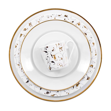 Zestaw obiadowo-kawowy dla 6 osób 30 el. Cosmopolitan Klasyczny Złoty G142