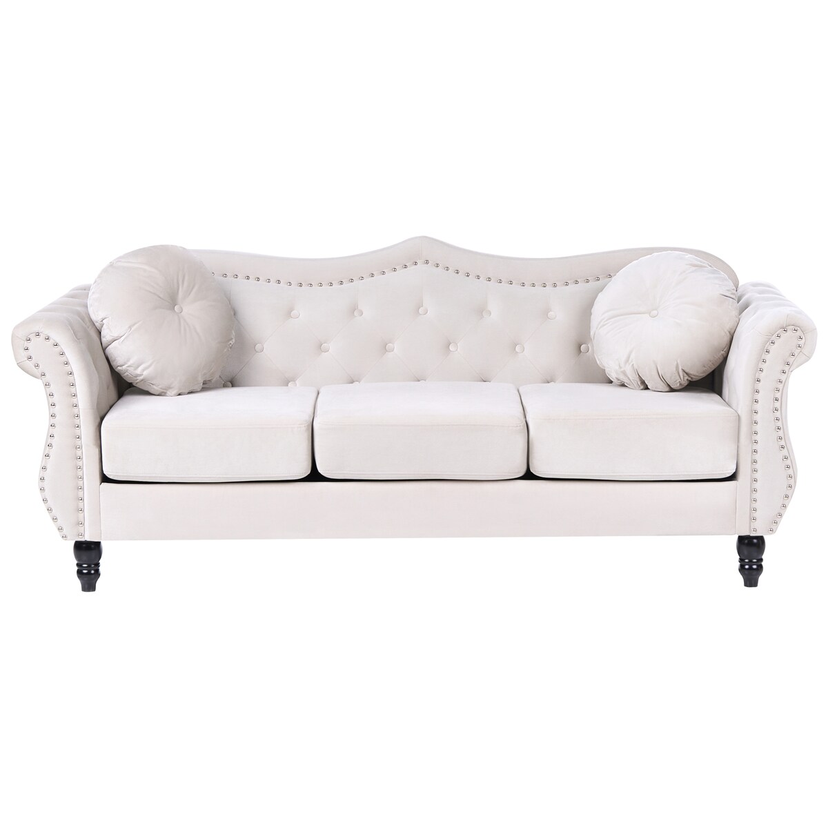 Sofa dla 3 osób SKIEN Welur Jasnobeżowy