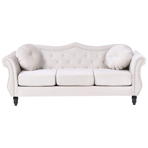Sofa dla 3 osób SKIEN Welur Jasnobeżowy