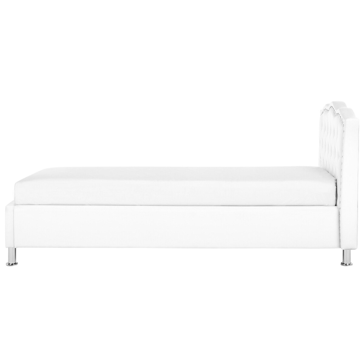 Łóżko z pojemnikiem ekoskóra 90 x 200 cm białe METZ