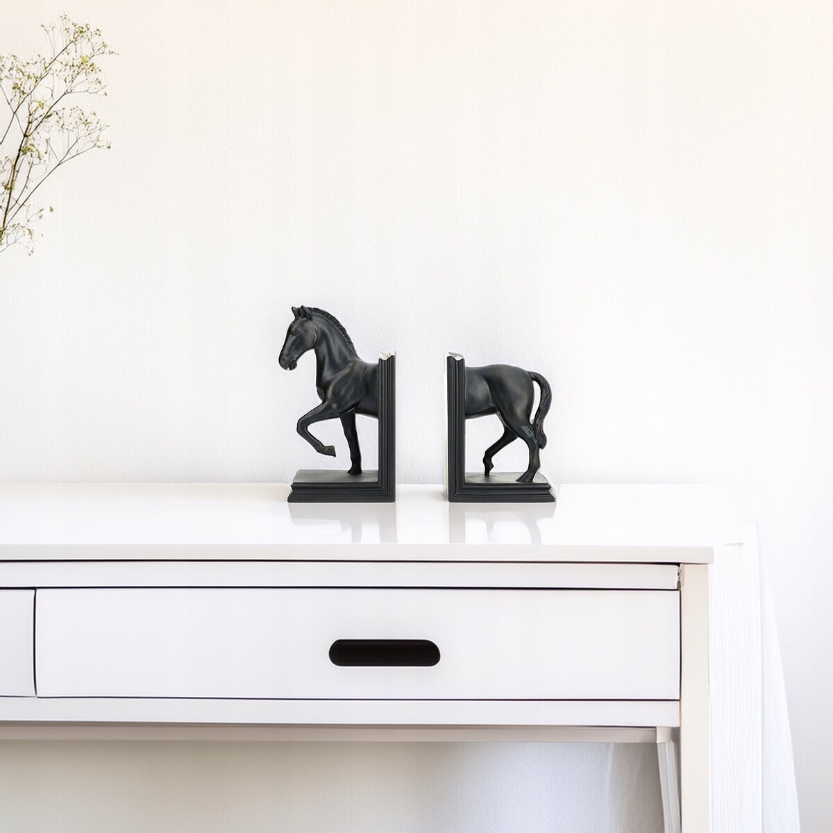 PODPÓRKA DO KSIĄŻEK KOŃ BOOKEND FIGURKA PODPÓRKI CZARNE DO SALONU DOMU