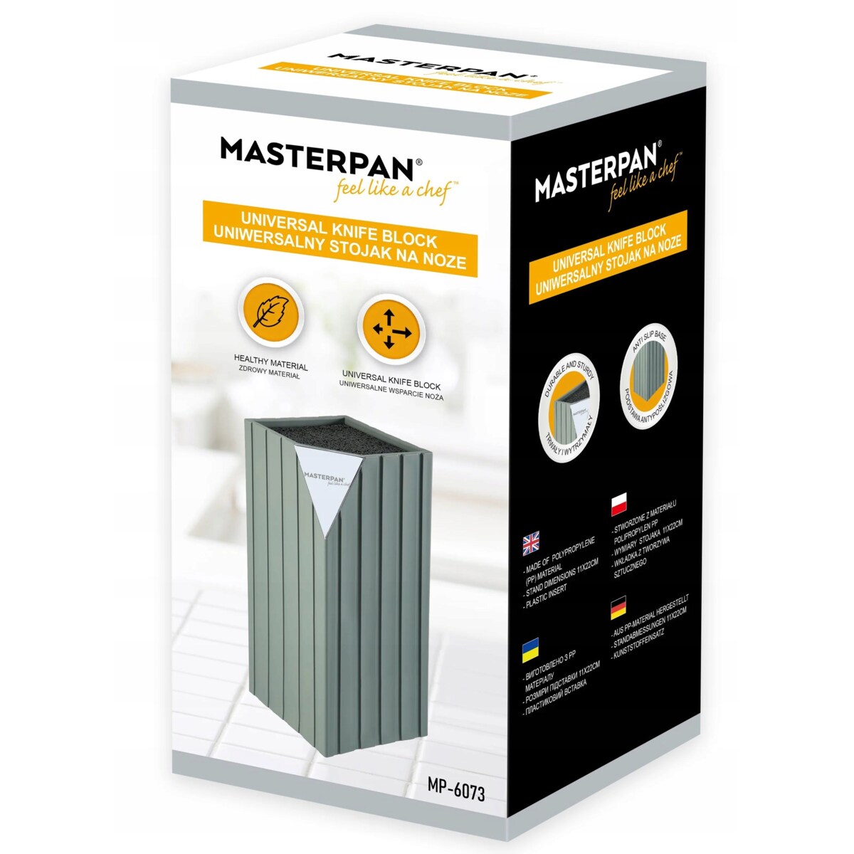 Blok Na Noże Kuchenne Stojak Uniwersalny Wkład Pręciki 22Cm Szary